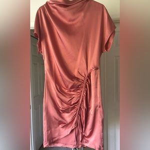Anthropologie rushed satin dress